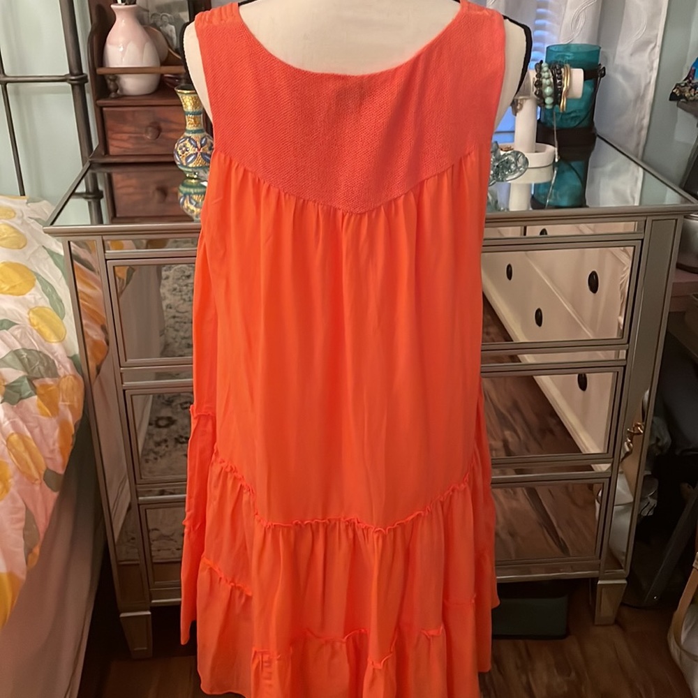 🌴 Natural Impressions two layer, silk & cotton voile, lined, midi dress. - Picture 5 of 11